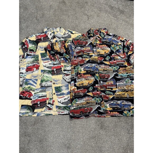 Reyn Spooner Shirt Mens M Diner Ford Mustang Rayon Short Sleeve Tropical Lot - Picture 1 of 11